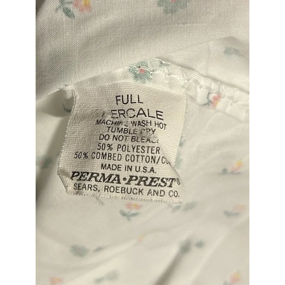 Vintage Sears Cottagecore Full Green‎ Floral Ruffle Bedspread Sheets Pillow Case